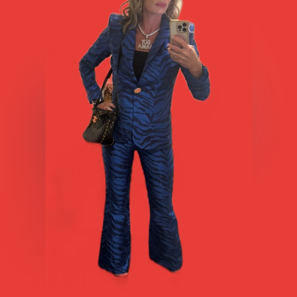 Blue Zebra Print Suit